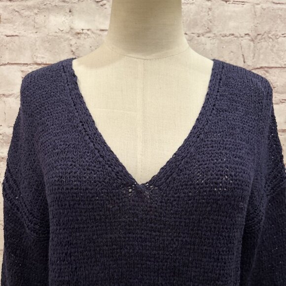 J CREW Womens V-Neck Sweater Dark Indigo Blue Size Small NEW - Picture 2 of 4
